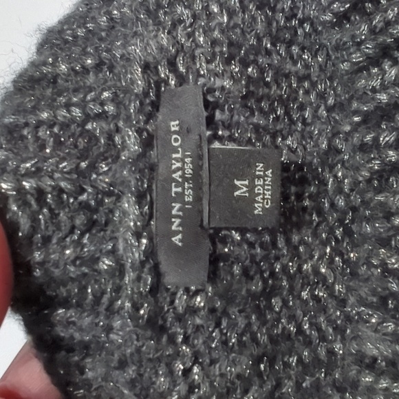 Ann Taylor Womens Sweater Winter Metallic Christmas Holiday Slouchy Cozy Medium - Picture 7 of 17